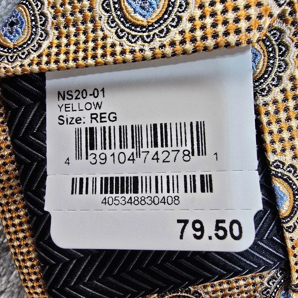 Nordstrom Silk Neck Tie Mens Yellow Geometric Medallion Workwear Office Preppy